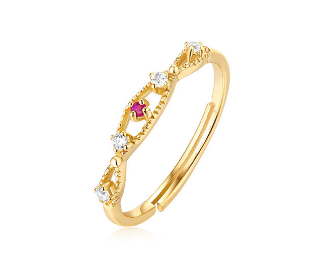 シルバー925ゴールドコーティング シンプルで大人可愛い宝石リング Yuukajewelry