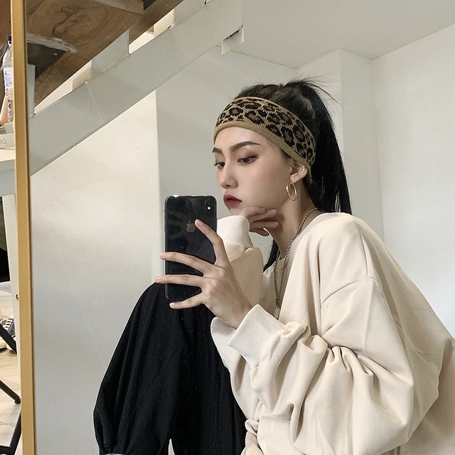 ヘアバンド レディース韓国ファッショントレンドレオパードプリント柄スタンダードサイドニット レトロ ヘアアクセサリー スタイル Chil Pleglad Demon