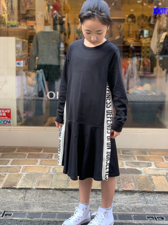 Kids Needle Works Standard ニードルワークススタンダード Side Line One Piece ブラック 80 150cm サイドラインワンピース Olive Drab オリーブドラブ子供服 レディース