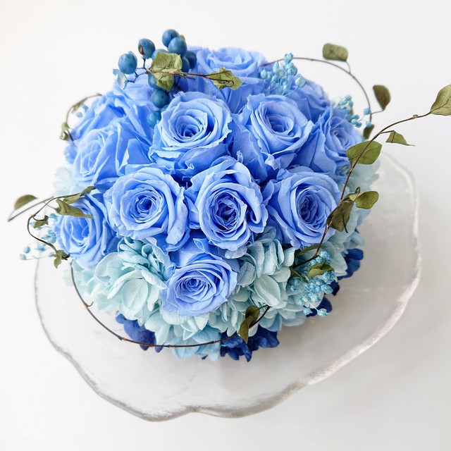 ブルームーン 青い月 シリーズ ローズボールマリンブルー プリザーブドフラワー プリザーブドフラワー Bonbonniere ボンボニエール