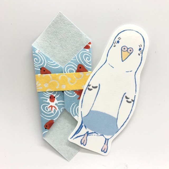 【kimitobaku】のしカード(セキセイインコ ハルクイン白)