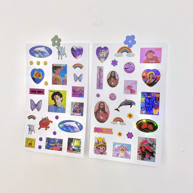 デコレーション 個性派 ホログラム レトロ 90s 平成 アメリカン ビンテージ ステッカー Wanderlust Club 海外 雑貨 文具 クリエーターグッズセレクトショップ