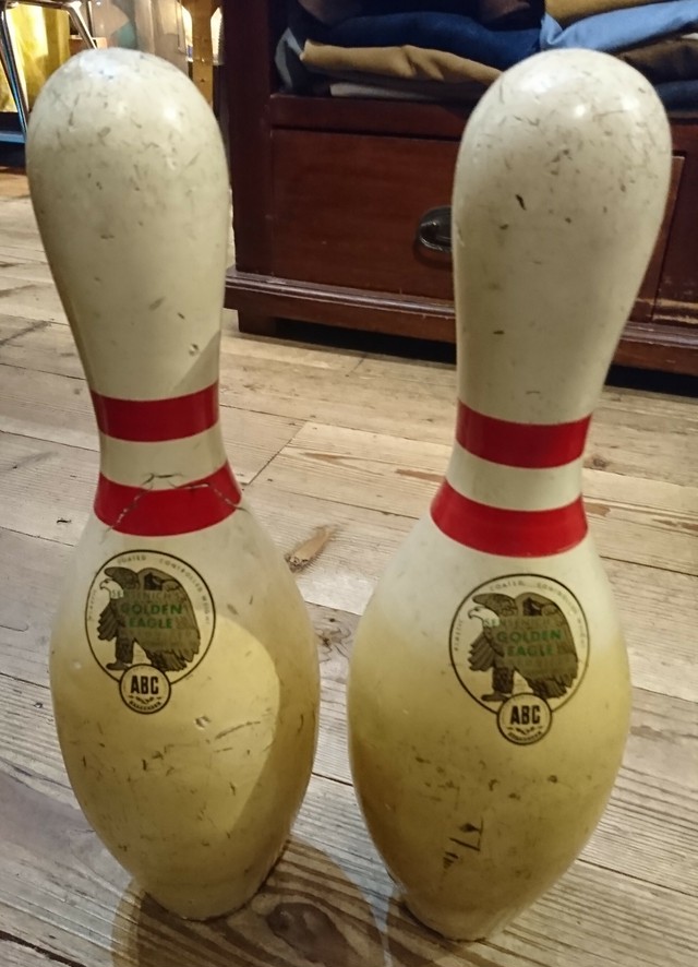 50s Vintage Bowling Pin ヴィンテージ ボウリング ピン 二個 セット 旅する古着屋
