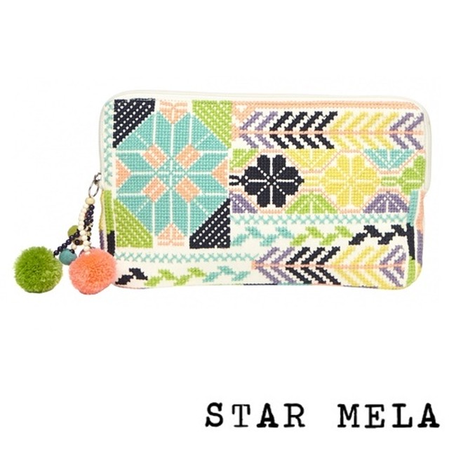 Star Mela スターメラ 刺繍 ポーチ Selma Emb Purse Ecru Multi