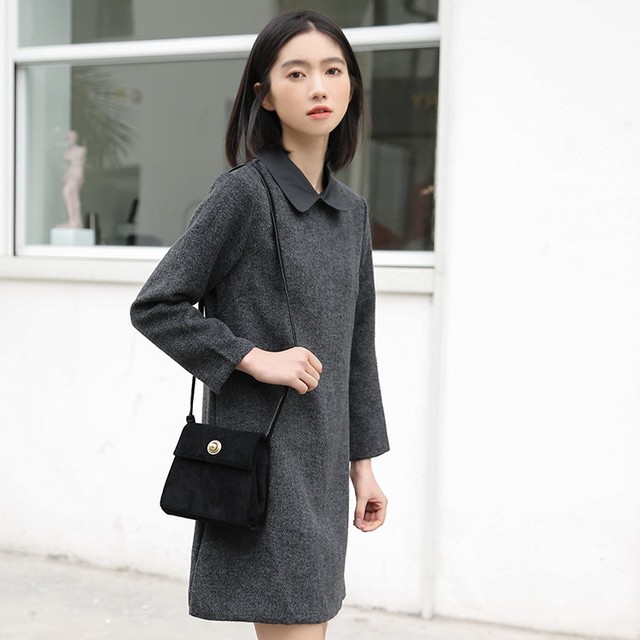 シャツワンピース グレー ベルト付き ストレート シンプル オフィスコーデ 大人 ナチュラル Na Na Iro