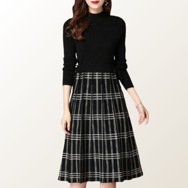 チェック柄ニットワンピース Merletto