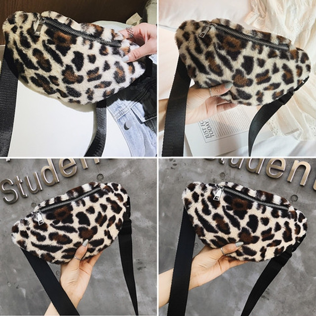 No 7377 ヒョウ柄 ホワイト ミニ レオパルド 3way ボア ファー ファニー ボディバッグ 白 レオパード柄 エコファー ウエストポーチ Next Dream