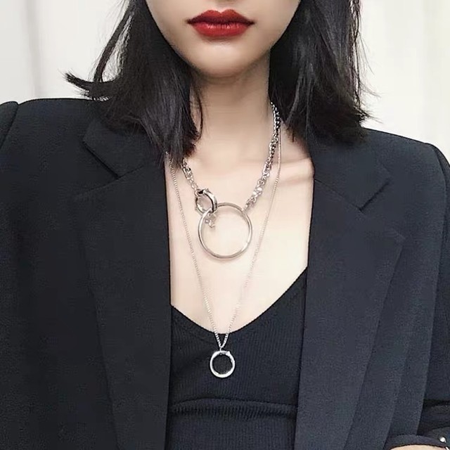 two ring long necklace