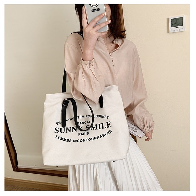 大容量で便利 トートバッグ レトロ 英字ロゴ カジュアル レディース 通勤 通学 エコバッグ デイリー ショッピング Ptnym3297 Shop Suba