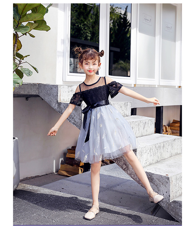 親子コーデ 親子ペアルック リンクコーデ ママとお揃い 肩出し シースルー ワンピース ドレス ネイビー 羽 シフォン チュールスカート 新作 リボン 結婚式 Oyako Mamatoissyo