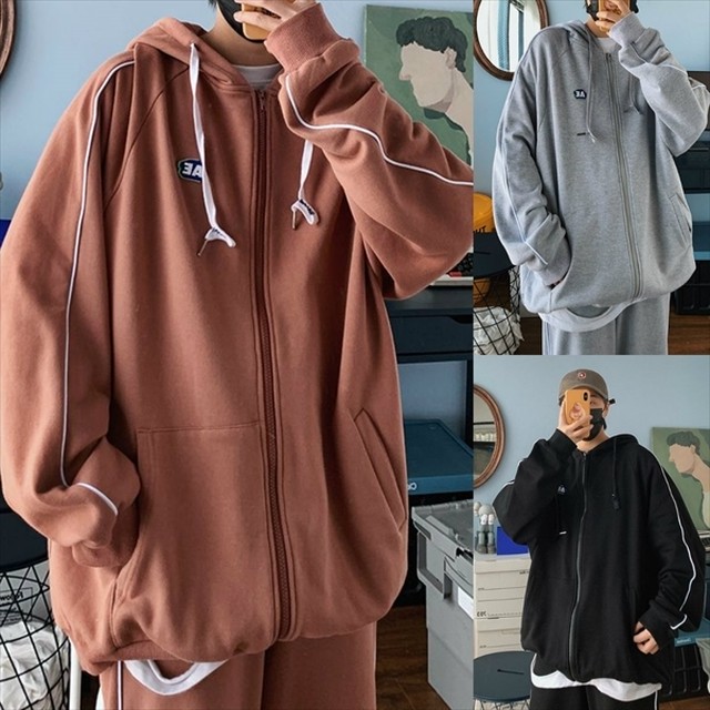 オーバーサイズ ジップアップ トレーナー スウェット サイドライン ラグランスリーブ ストリート スポーティー 無地 長袖 Bigシルエット ドロップショルダー メンズ ルーズ 春 秋 冬 10代 代 30代 取寄 発送目安14 21日営業日 Laff Store For Men ショップ