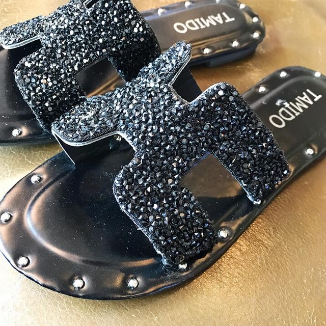 キラキラ フラット サンダル スリッパ おしゃれ 夏 3色 Nikkihouse