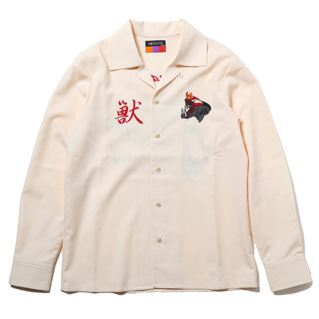RADIO EVA 708 THE BEAST EMBROIDERY SOUVENIR SHIRT /ベージュ / EVANGELION エヴァンゲリオン