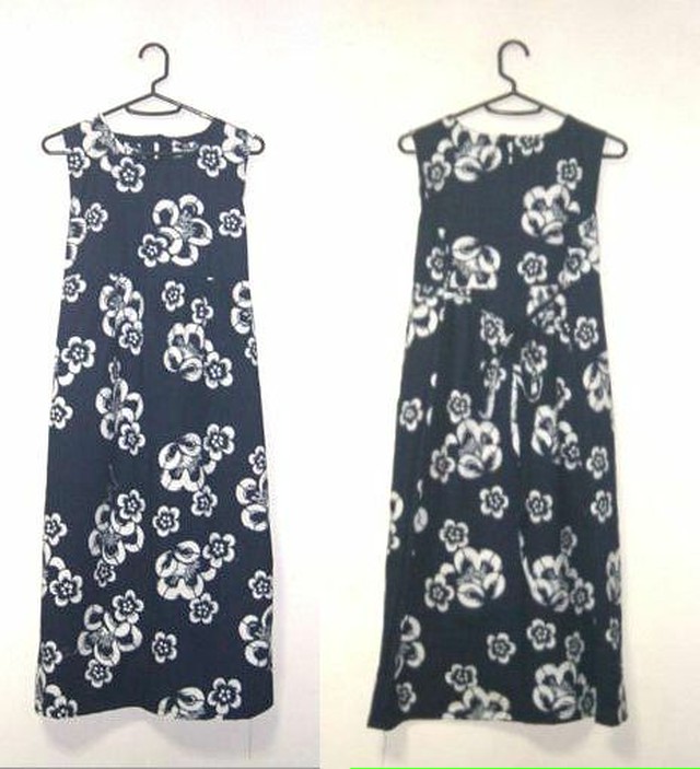 Sold Out浴衣リメイク 梅が可愛い浴衣チュニックワンピース ハンドメイド 藍染め 花柄 コットン Sonasona 着物リメイク