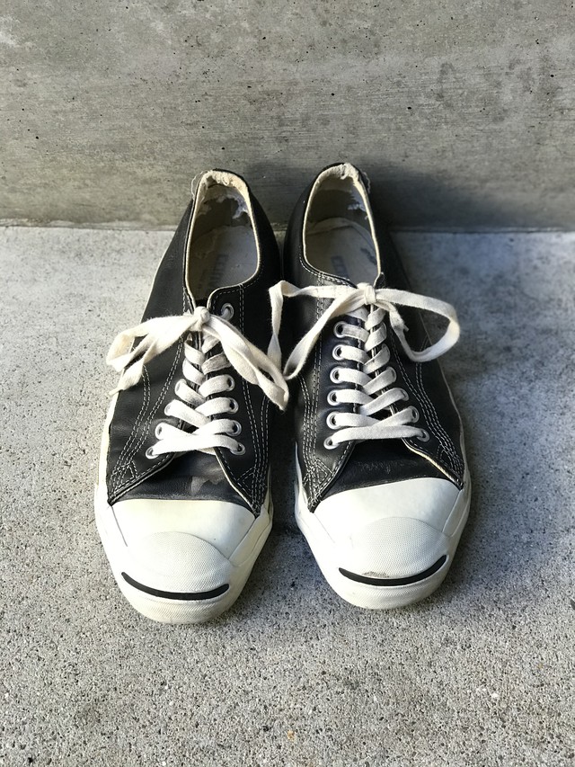 Vintage アメリカ製 コンバース ブラックレザー ジャックパーセル Push Me Harder