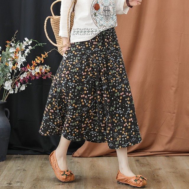 スカート レディース ボトムス ロング丈 花柄 カジュアル ゆったり シンプル 着まわし 春 お出かけ 通勤 オフィス Officewalaa オフィスワラア レディースファッション スタイル
