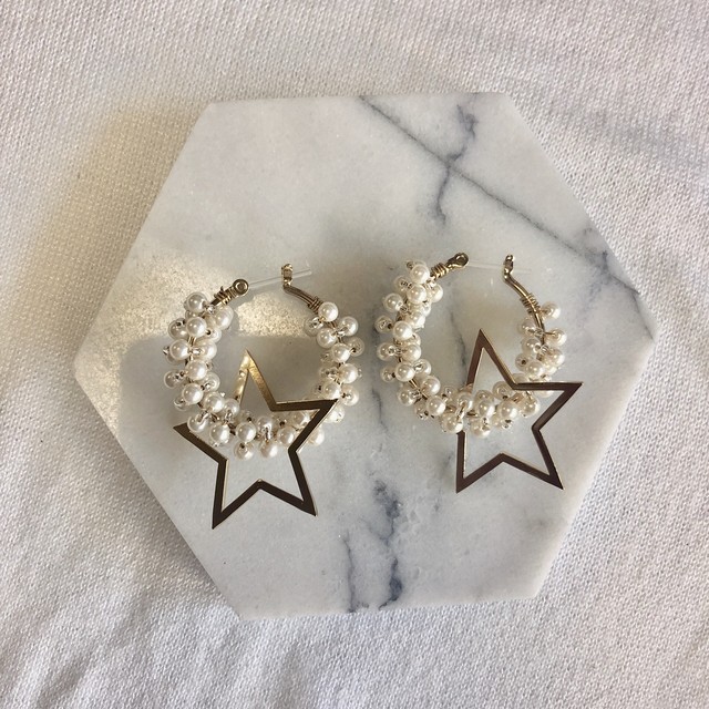 【ピアス】2wayパールフープスターモチーフ 人気のアクセサリーピアス