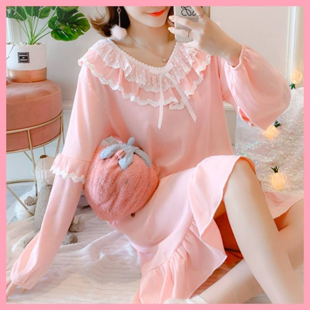 韓国 レディース ルームウェア ワンピース 長袖 Mari Coco