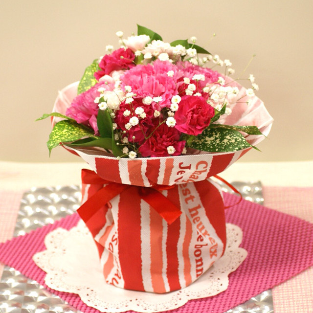 送料無料 母の日 生花 花束 そのまま飾れる カーネーションのスタンディングブーケ Fl Md 301 Ribbon Netshop