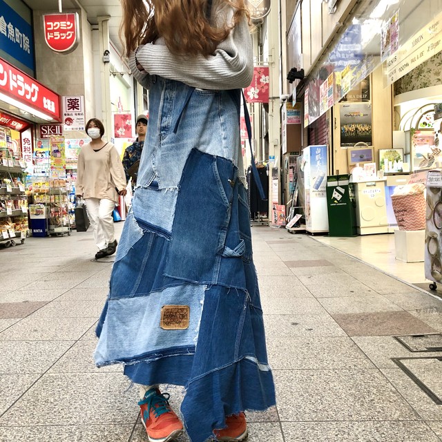 最安値に挑戦 リメイク 大きいデニムリメイク ツギハギかぶりワンピース お1人様1点限り Www Eatforhealth Gr