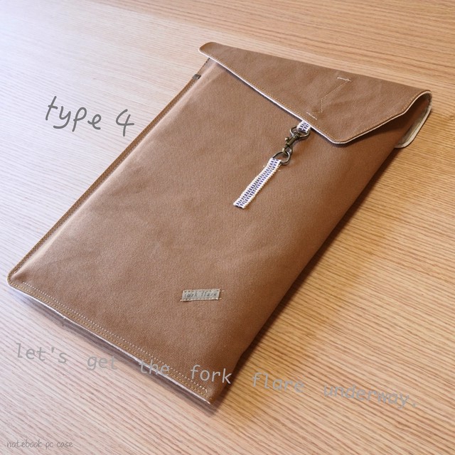 ノートパソコンケース Type4 Mac Windows Ipad サイズオーダー製 帆布 真田紐 Fork Flare