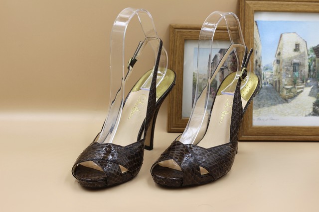 美品 Colehaan コールハーン パイソン パイソン柄 オープントゥ パンプス アメリカ製 婦人靴 レディースシューズ 23cm 6 ナイキエアー Vivo Shoe Salon