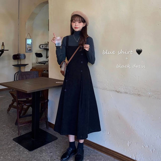 セットアップ コーデュロイ ストラップワンピース ロングtシャツ ラテカラー 秋冬 デート ｇｄｒ