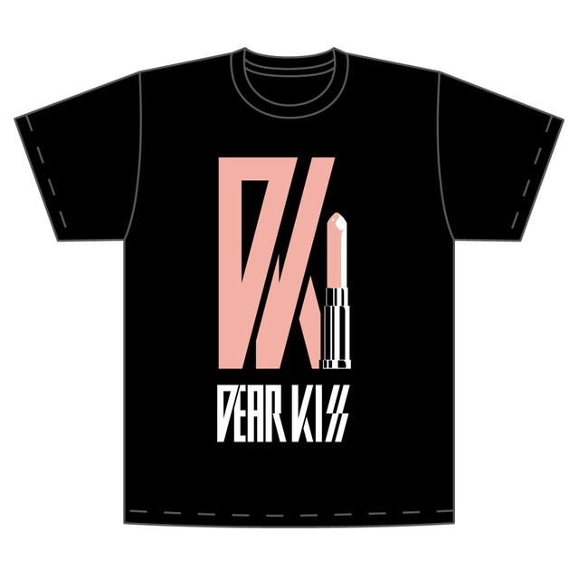 Dear Kiss Tシャツ 黒 薄ピンク Dearkiss