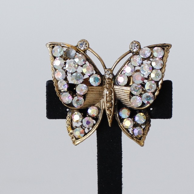 アンティークバタフライビジューデザインゴールドブローチ 78パリ ウエディング