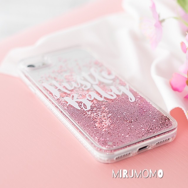 Iphone ケース ラメ ピンク グリッター ロゴ 英字 シンプル Mirumo
