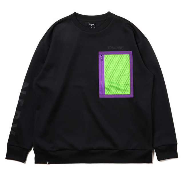 RADIO EVA 719 NERV Sweat Shirts by SPALDING Black x Green / EVANGELION エヴァンゲリオン