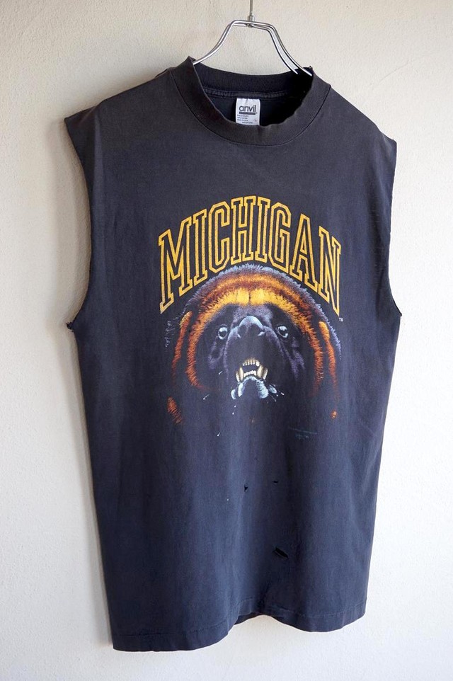 1990 S Usa製 Anvil Michigan グリズリー スリーブレスtシャツ ブラック 表記 L ノースリーブ カットオフ Magnolia Webstore