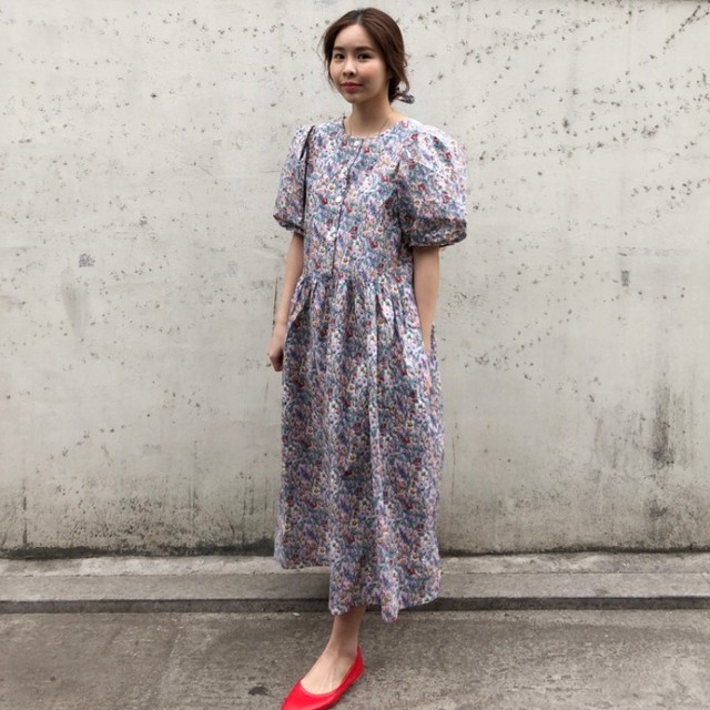 ワンピース 花柄 レトロ ロング丈 半袖 ゆったり ママコーデ 通勤 デート お出かけ 夏 Mh2104 Valentina210