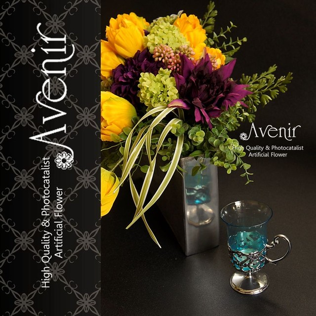 アートフラワーアレンジ 光触媒 造花アレンジ 金運up風水アレンジ 黄色いチューリップアレンジ Arr18fe14 Avenir
