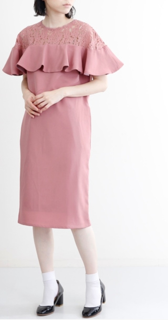 Merlot Plus 3色m L結婚式披露宴ドレスデコルテレース切り替えワンピース1022 Merlot 韓国ファッション セール8000円以上送料無料mayflower