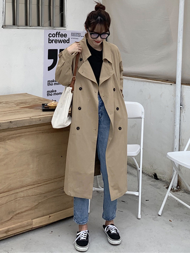 春秋の定番コーデ ロングコート トレンチコート カジュアル レディース アウター 羽織り ロング丈 ウエストマーク デイリー Ptnym1940 Shop Suba