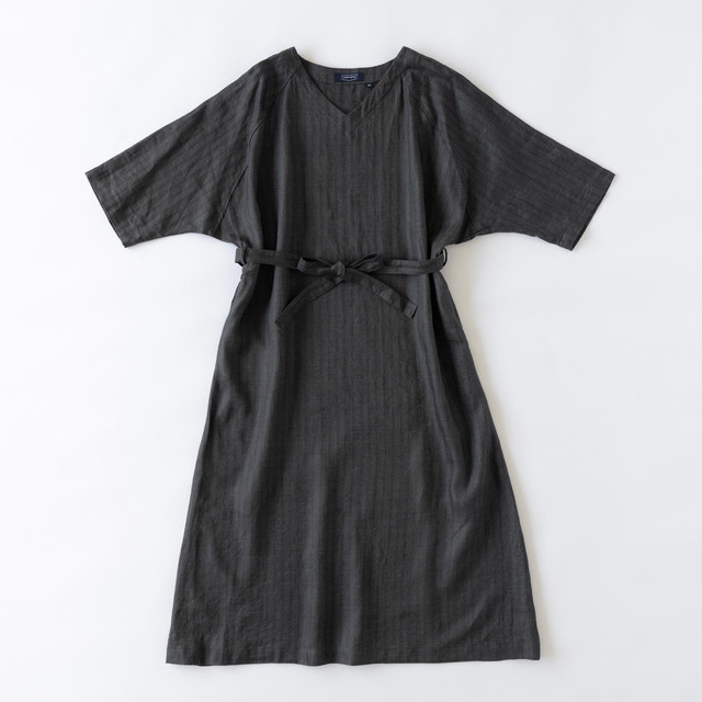 抽選販売 Sサイズ チャコール Hand Room Women S のヘリンボーンリネンワンピース Sサイズ チャコール 天然生活 Online Shop