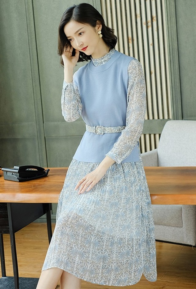 小花柄フォーマルワンピース フォーマルワンピース フォーマル レディース ワンピース 上品 エレガント 卒業式 卒園式 入学式 入園式 イベント 長袖 花柄 花 小花柄 ボタニカル ひざ丈 ミディ丈 韓国 オルチャン 韓国ファッション 新作 春夏 春 夏 Ut 0731 Musubi Me