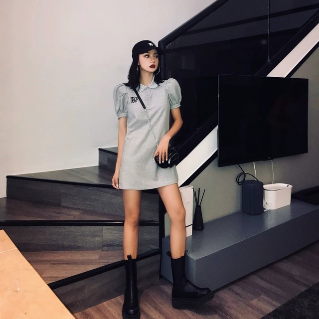one pointed bust sweat dress