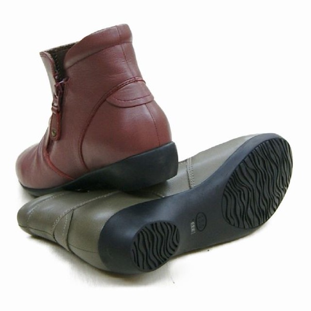 ブーツ レディースシューズ レディースファッション 靴 Wファスナー 本革 ショートブーツ スポーツ風ソール 歩行楽々 どちらの手も使える ソフト 3019 Tre Fiore