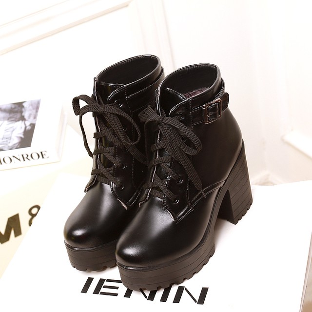 〈カフェシリーズ〉長厚底ショートマーティンブーツ【platform short martin boots】