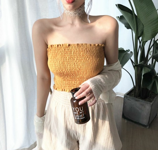 チューブトップ ギャザー フリル 無地 へそ出し 肩見せ セクシー 大人カジュアル 伸縮性 ストレッチ 楽ちん インナー レイヤード レディース トップス 大きいサイズ 夏 Lalas