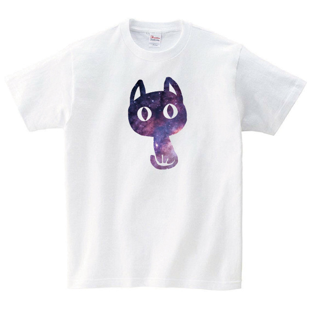 宇宙 猫 Tシャツ メンズ レディース 半袖 シンプル ゆったり おしゃれ トップス 白 30代 40代 ペアルック プレゼント 大きいサイズ 綿100 160 S M L Xl デザインtシャツ通販サイトのshortplate ショートプレート