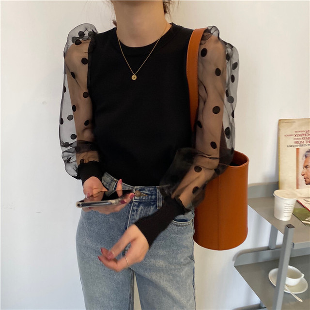 シースルードット ボリューム袖 ニット Sweet系 トップス Redlabel Select Shop