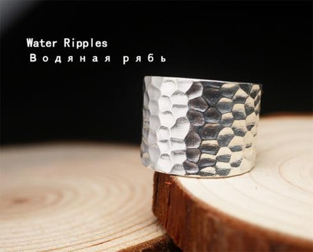 925シルバー 水の波紋のようなおしゃれなデザインリング Water Ripples サイズ調整可能 Silver 女性ジュエリー Nnn73