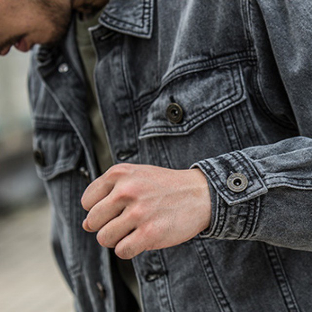 デニムジャケット メンズジャケット ジーンズ ジージャン ヴィンテージ風 春秋 ダークグレー カジュアル きれいめ あたたか レトロ メンズ バディmensbuddy