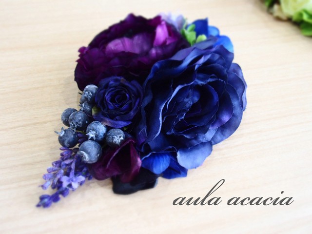 ベリーダンス 濃い青と紫の花飾り 髪飾り ヘッドドレス ベリーダンスショップ アラベスクアカシア