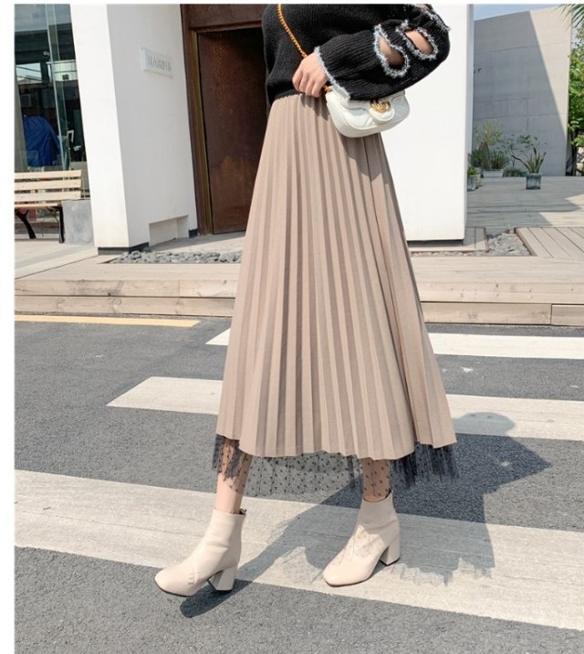 冬服 韓国 レディース リブニット ロングスカート Aライン スカート 秋服 冬服 レディース 韓国 ファッション デート服 フェミニン Basecamp49