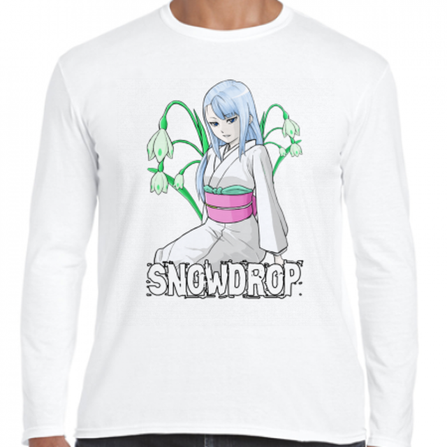 雪女と待雪草 長袖 さのふぁみりあのかわいいオリジナルキャラクタープリントtシャツ