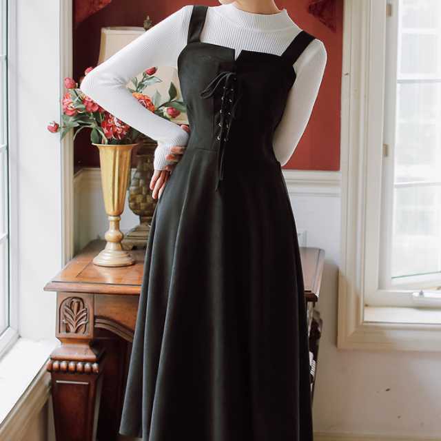 海外輸入 全2色 ワンピース ジャンパースカート レトロワンピース クラシカルワンピ レディース 秋冬ワンピース ワンピ ジャンスカ 可愛い 無地 オ お洒落 Www Iacymperu Org